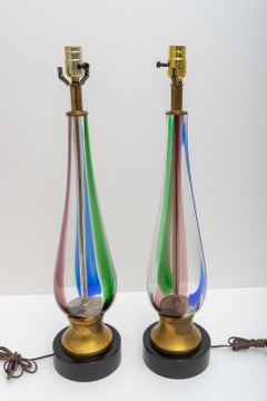 Pair of Seguso Murano Glass Lamps for Marbro Lamps