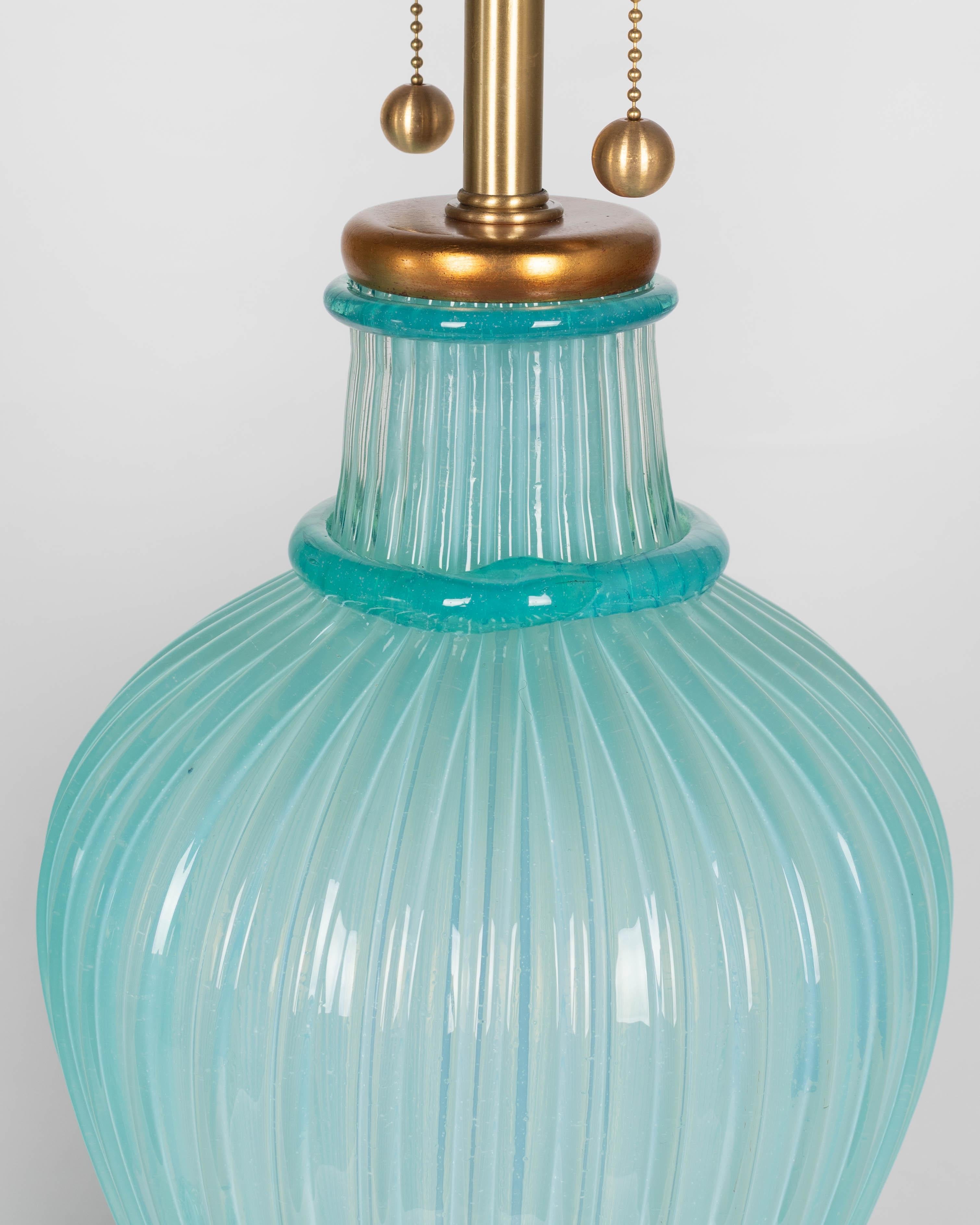 Paar Seguso Murano Glas Marbro Lampen im Angebot 2