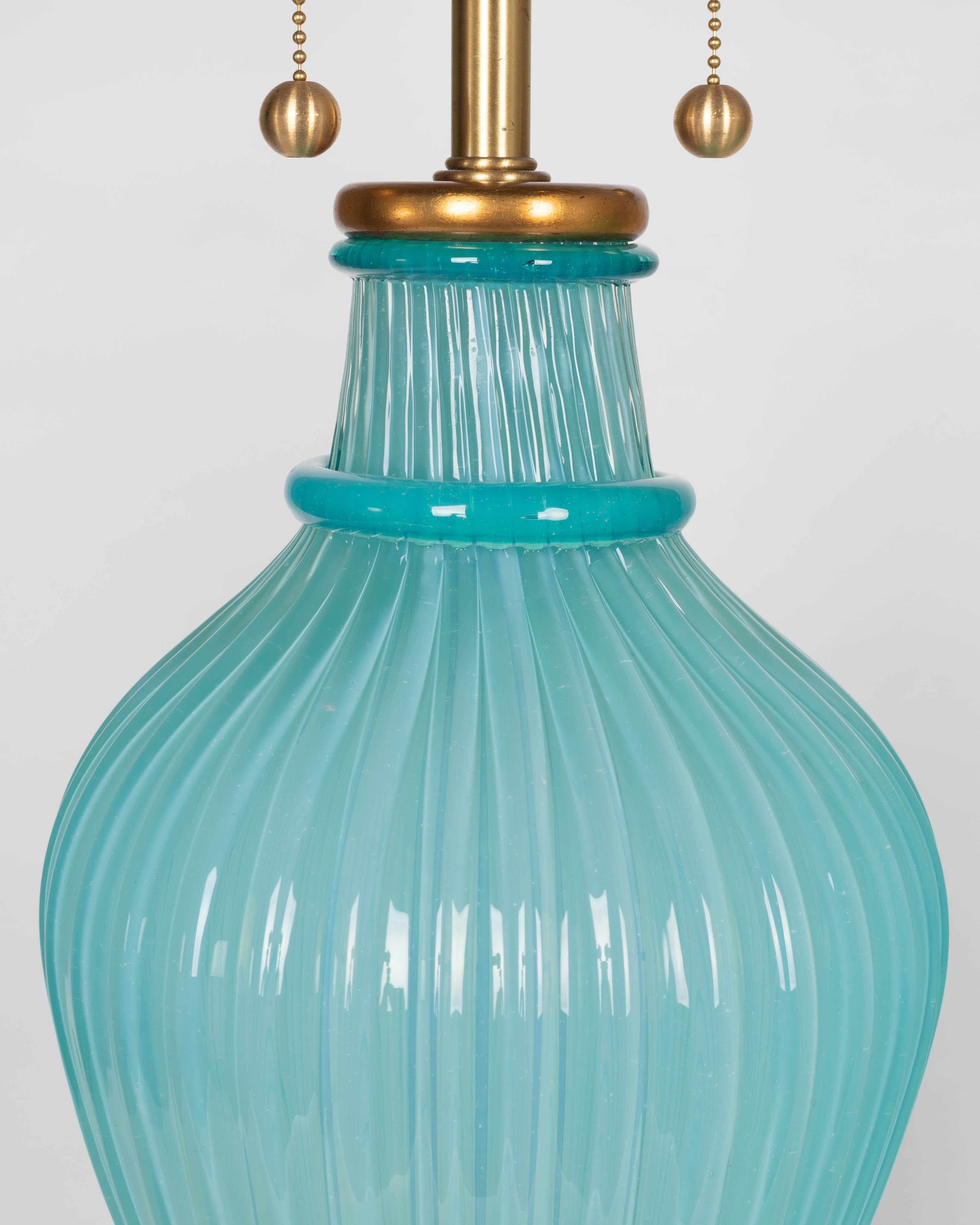 Paar Seguso Murano Glas Marbro Lampen im Angebot 3