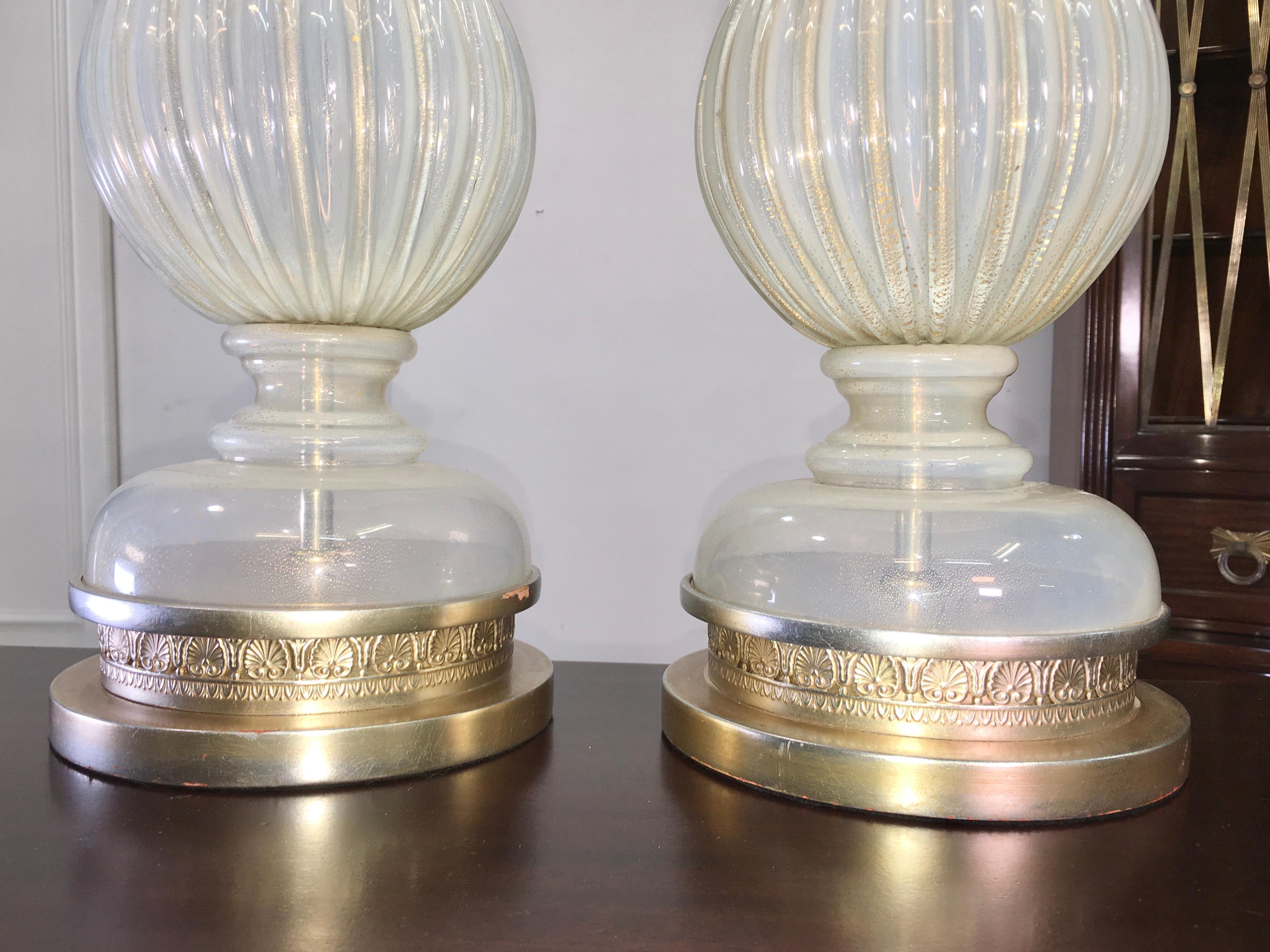 Paire de lampes Seguso de Murano par Marbro en vente 5