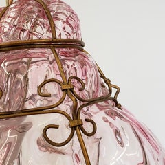 Pair of Seguso Venetian Murano Amethyst Glass Pendant Lights