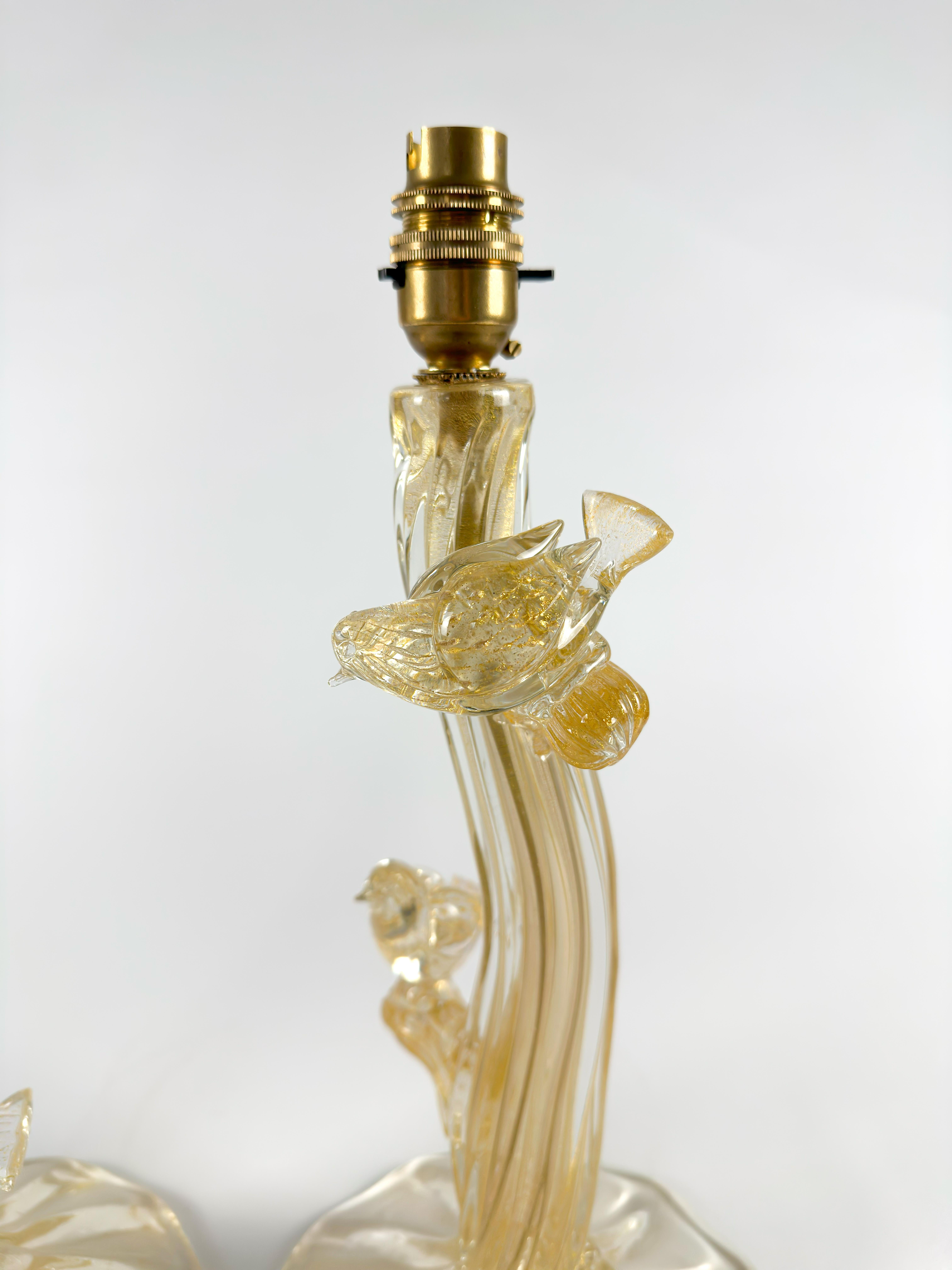 Italian Pair of Seguso Vetri d’Arte Murano Glass Tree Lamps, Italy, circa 1950