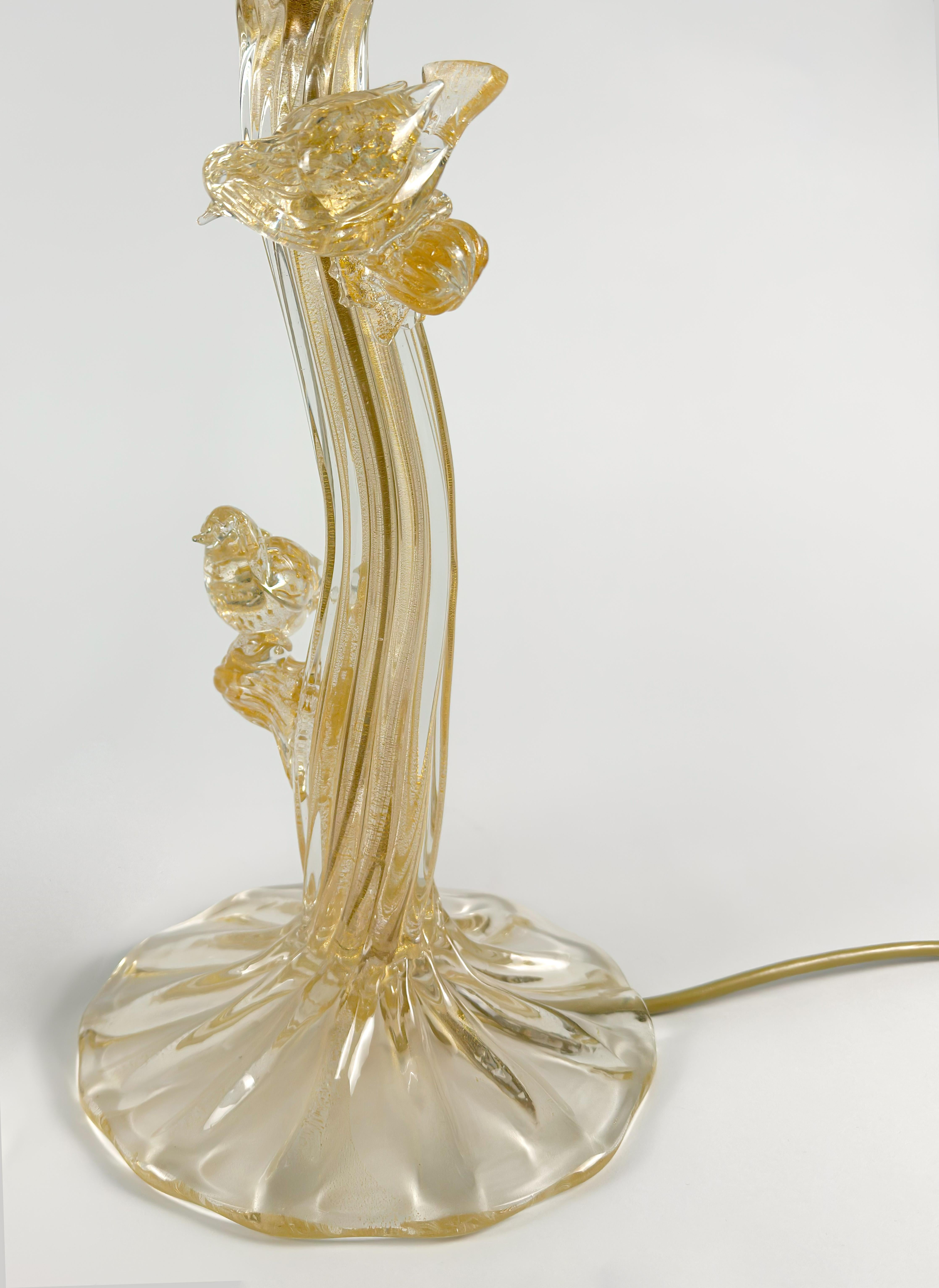 Polished Pair of Seguso Vetri d’Arte Murano Glass Tree Lamps, Italy, circa 1950