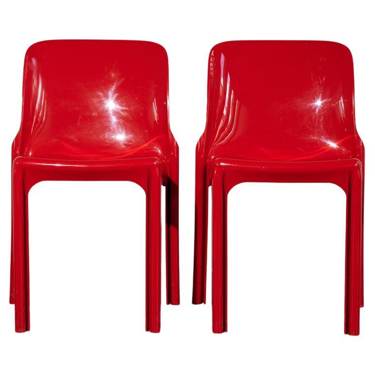 Pair of ‘Selene’ Chairs in Plastic by Vico Magistretti, 1968 For Sale