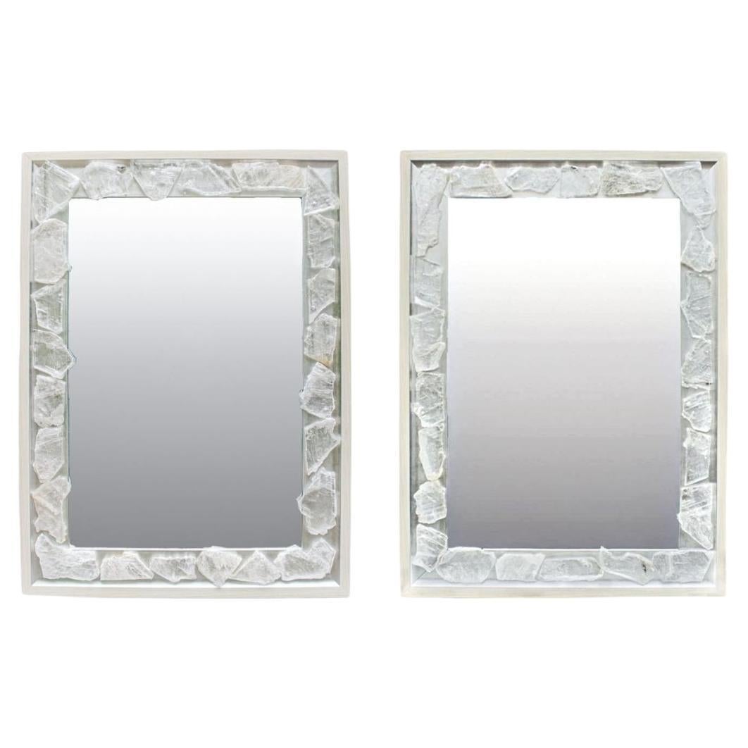 Pair of Selenite Mirrors by Interi For Sale