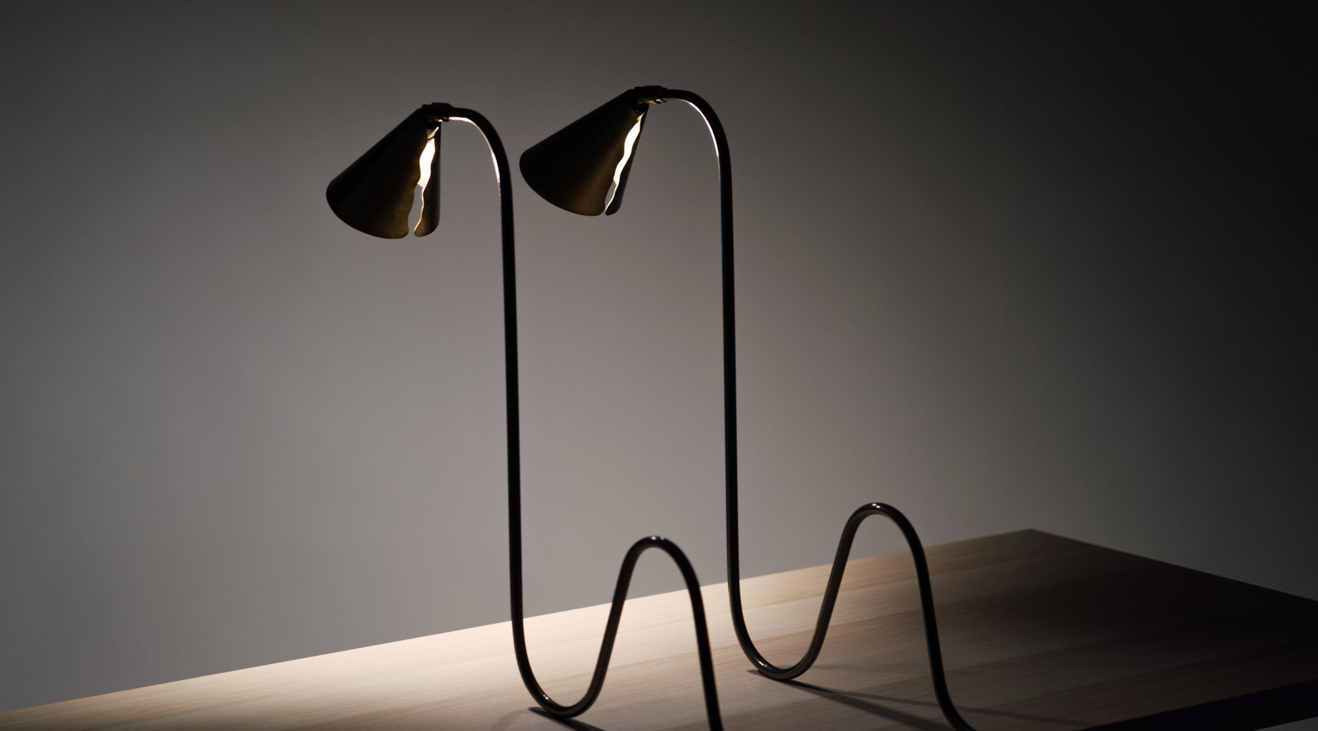 20th Century Pair of Self-Balancing Wavelength Table Lamps in Brass, Netherlands, circa 1975