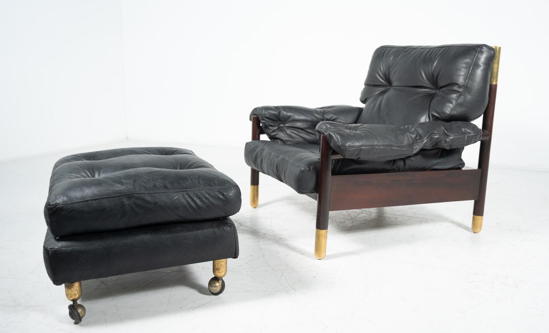 Paire de fauteuilsella avec pouf de Carlo De Carli pour Sormani, années 60 en vente 7