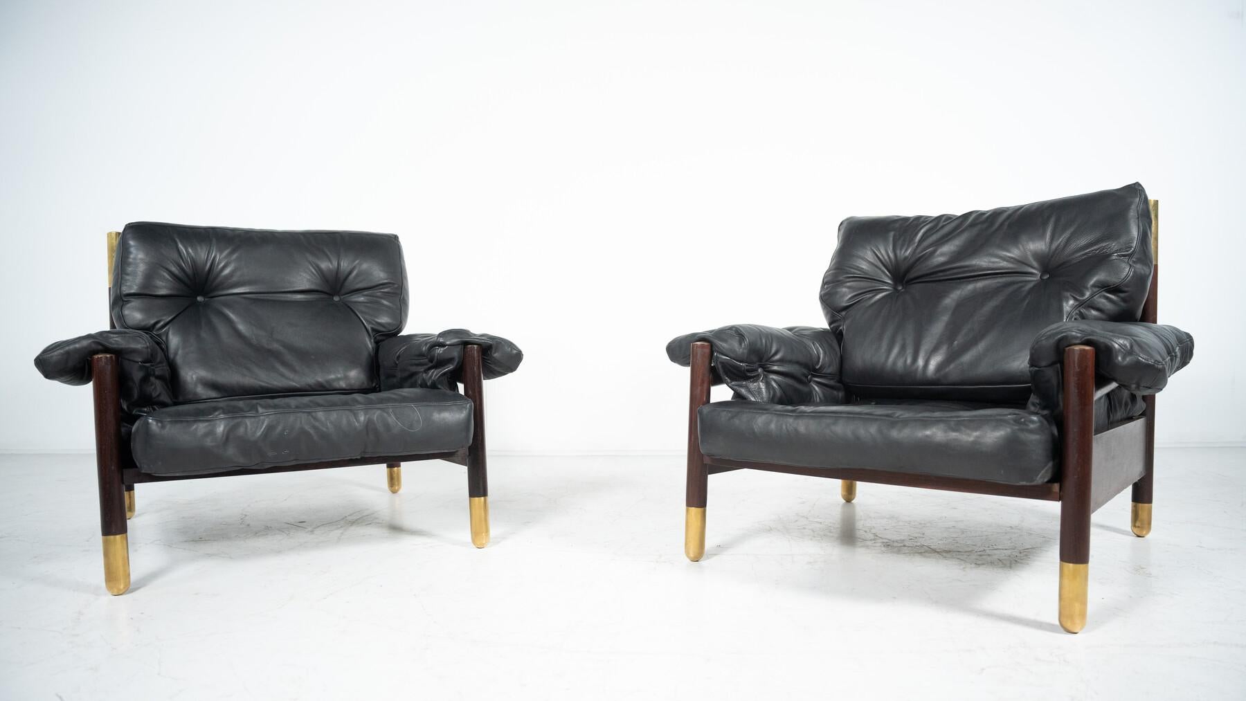 Paire de fauteuilsella avec pouf de Carlo De Carli pour Sormani, années 60 Bon état - En vente à Brussels, BE