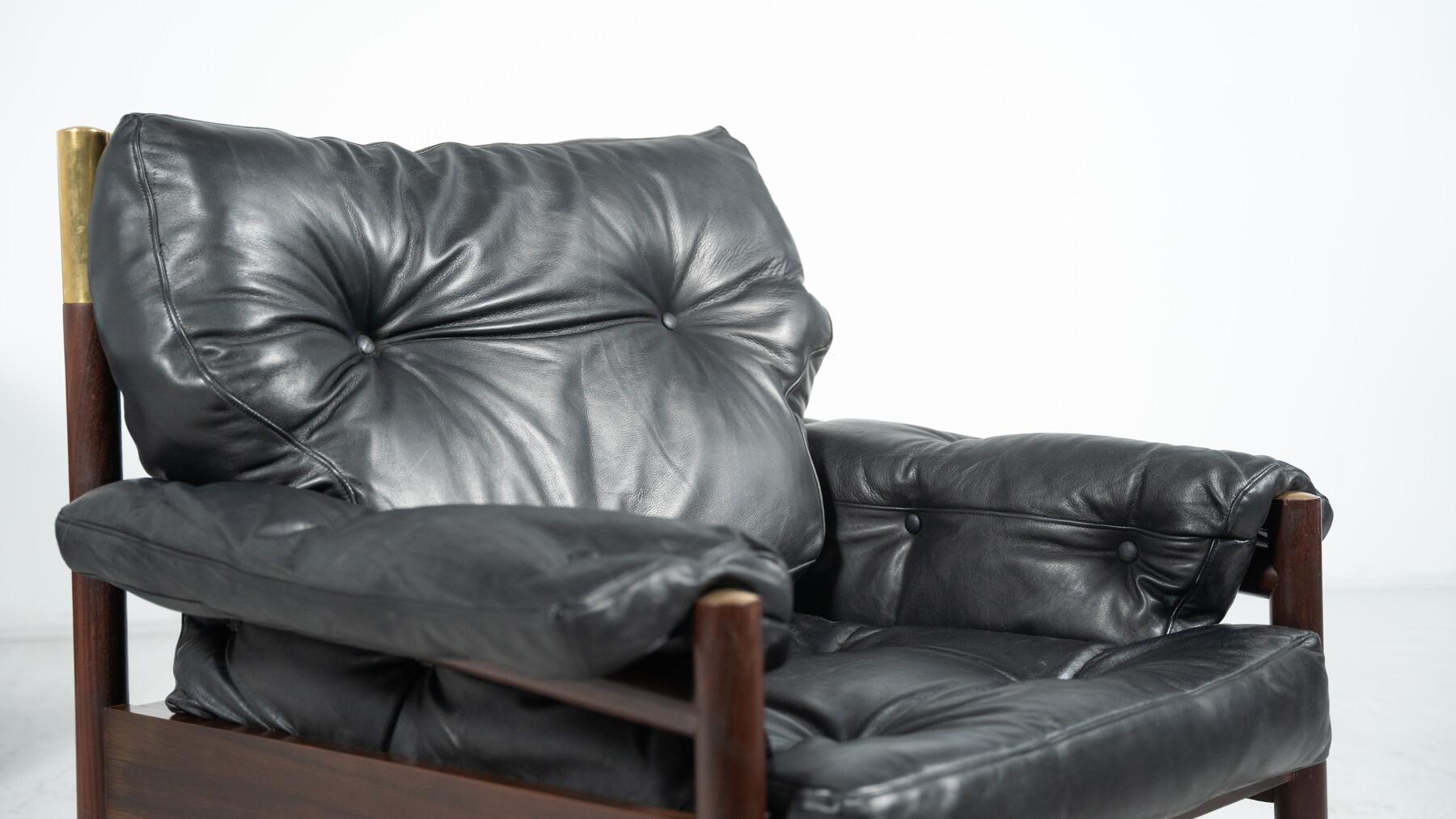 Paire de fauteuilsella avec pouf de Carlo De Carli pour Sormani, années 60 en vente 1