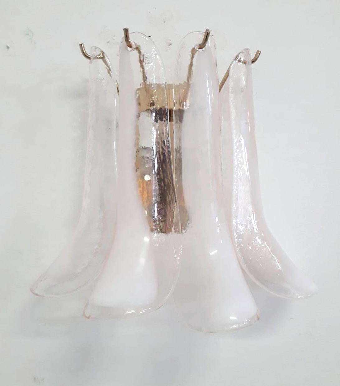 Pair of Italian wall lights with white and pink 