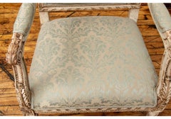 Pair of Semi Antique Louis XVI Style Painted Fauteuils