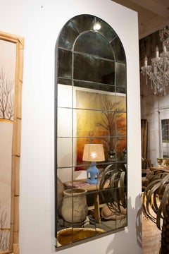 Pair of Semicircular Arch Wall Mirrors with Aged Mirrors