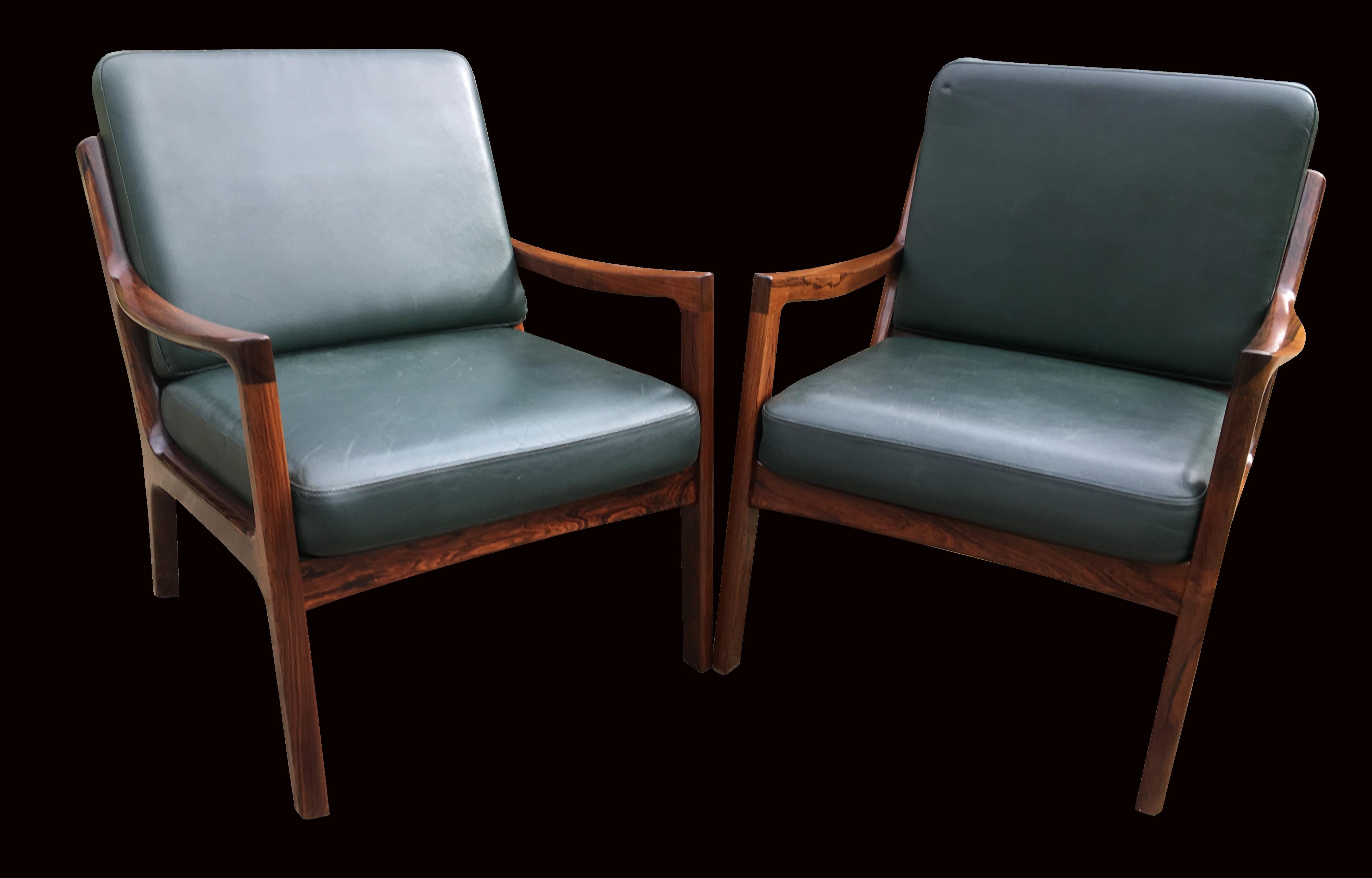 Scandinavian Modern Pair of 'Senator' Chairs by Ole Wanscher for France and Son