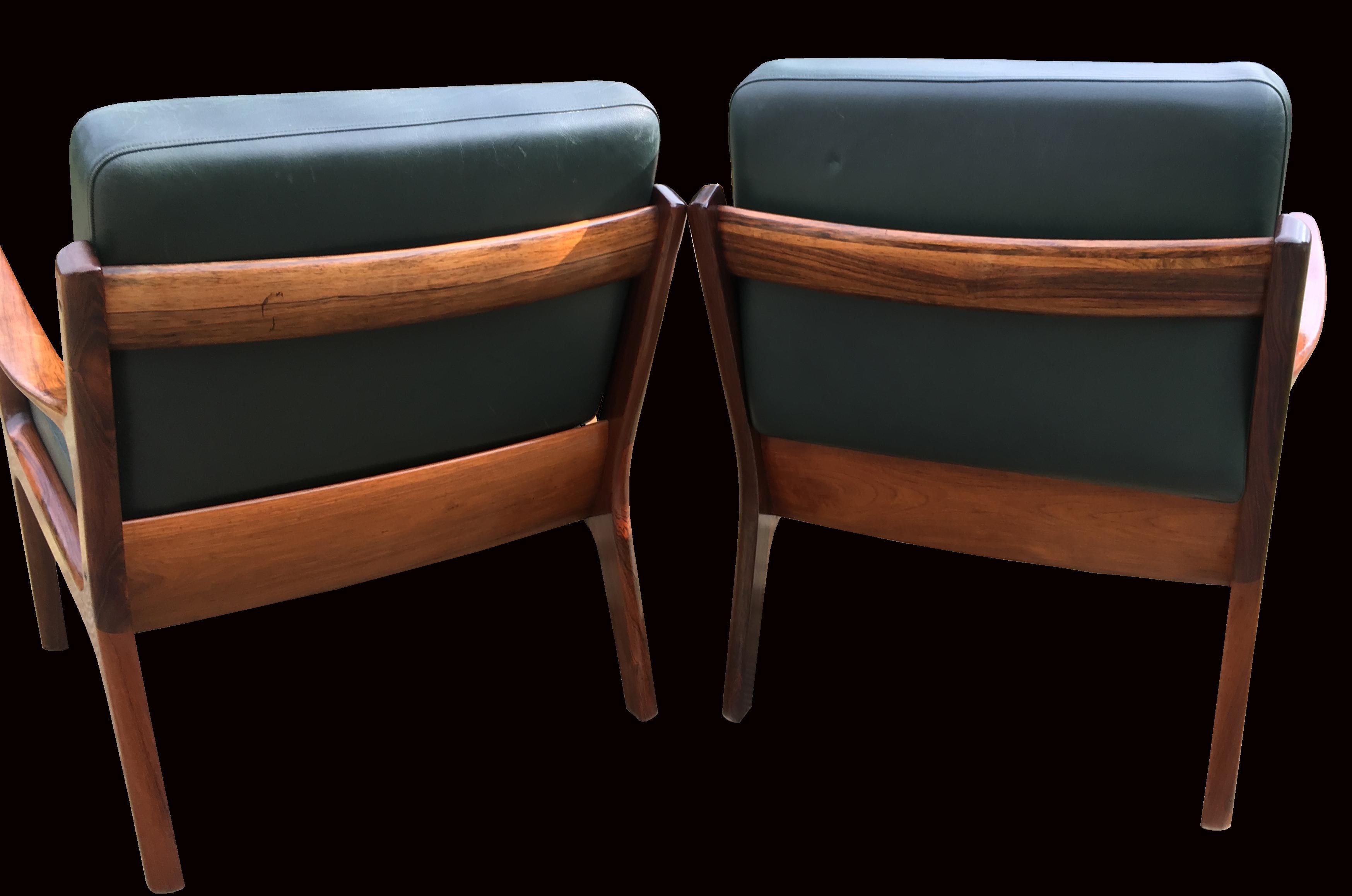 Leather Pair of 'Senator' Chairs by Ole Wanscher for France and Son