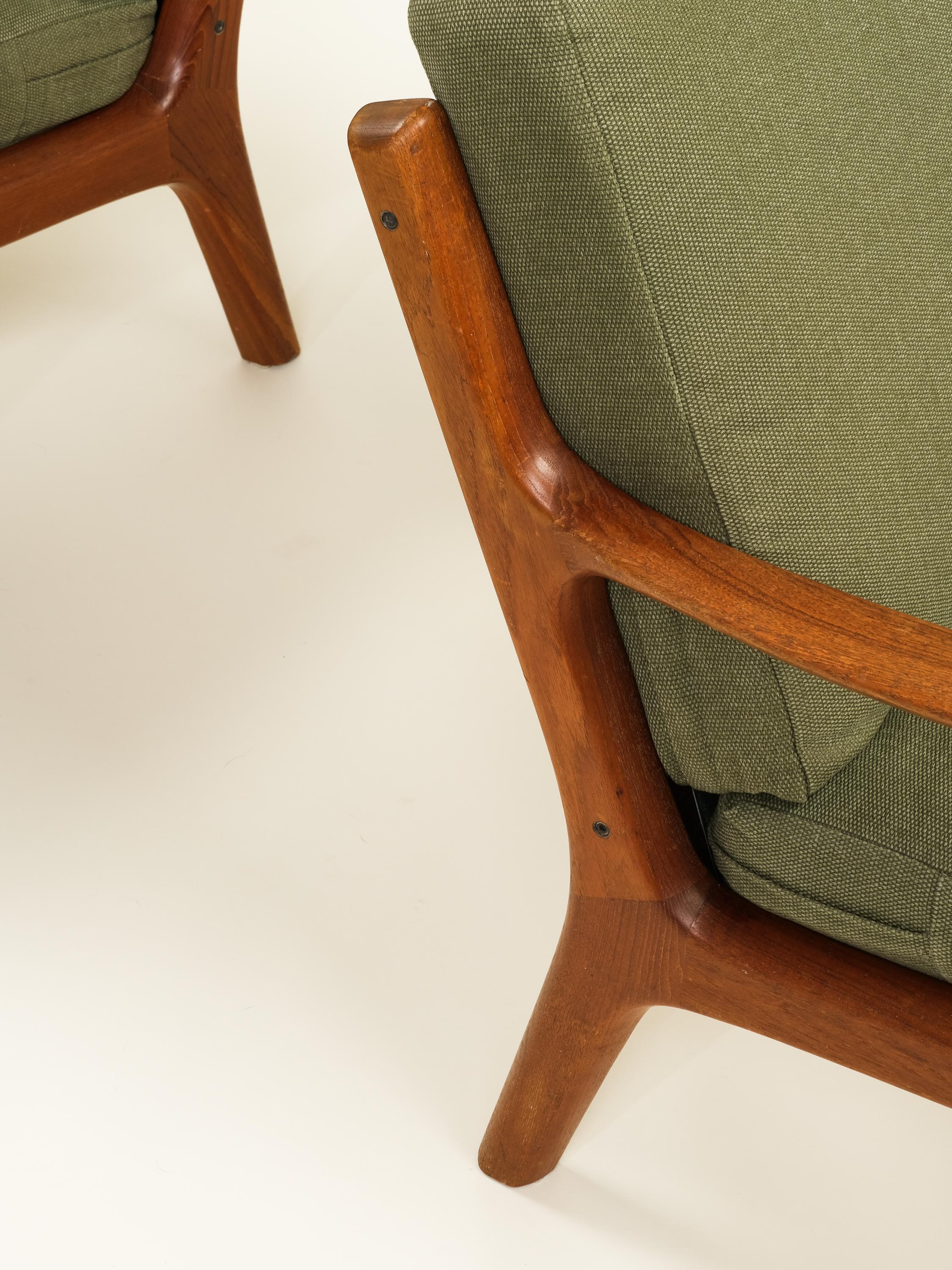 Fabric Pair of 'Senator' Lounge Chairs by Ole Wanscher for France & Søn, 1950s