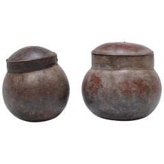Pair of Senufo Lidded Gourd Vessels