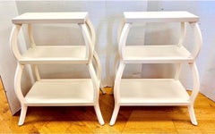 Pair of Serena and Lily White Lacquered Tiered End Side Tables