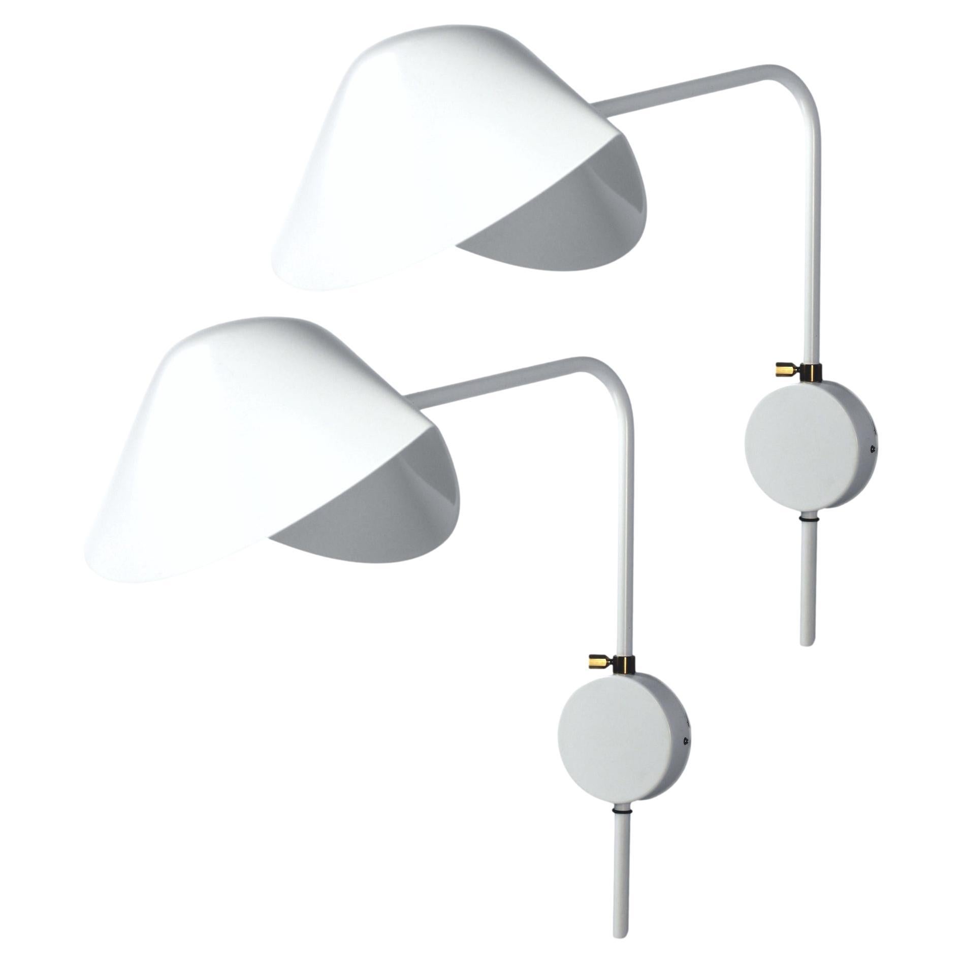 Serge Mouille - Pair of Antony Sconces in White - IN STOCK!