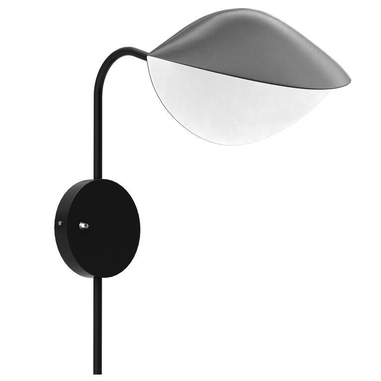 Mid-Century Modern Pair of Serge Mouille 'Antony' Wall Lamps in Black For Sale
