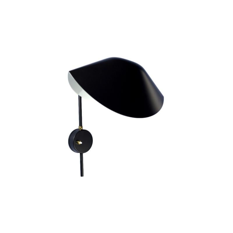 French Pair of Serge Mouille 'Antony' Wall Lamps in Black For Sale