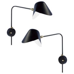 Pair of Serge Mouille 'Antony' Wall Lamps in Black