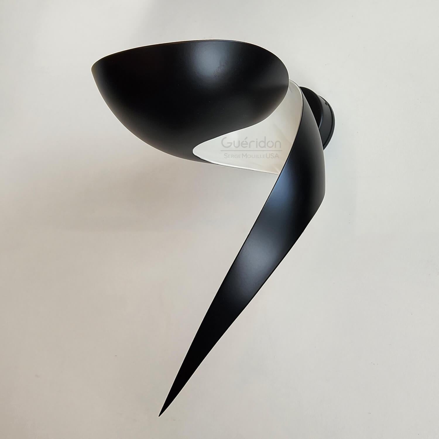 Painted Serge Mouille - Pair of Flame Wall Sconces in Black - IN STOCK! For Sale