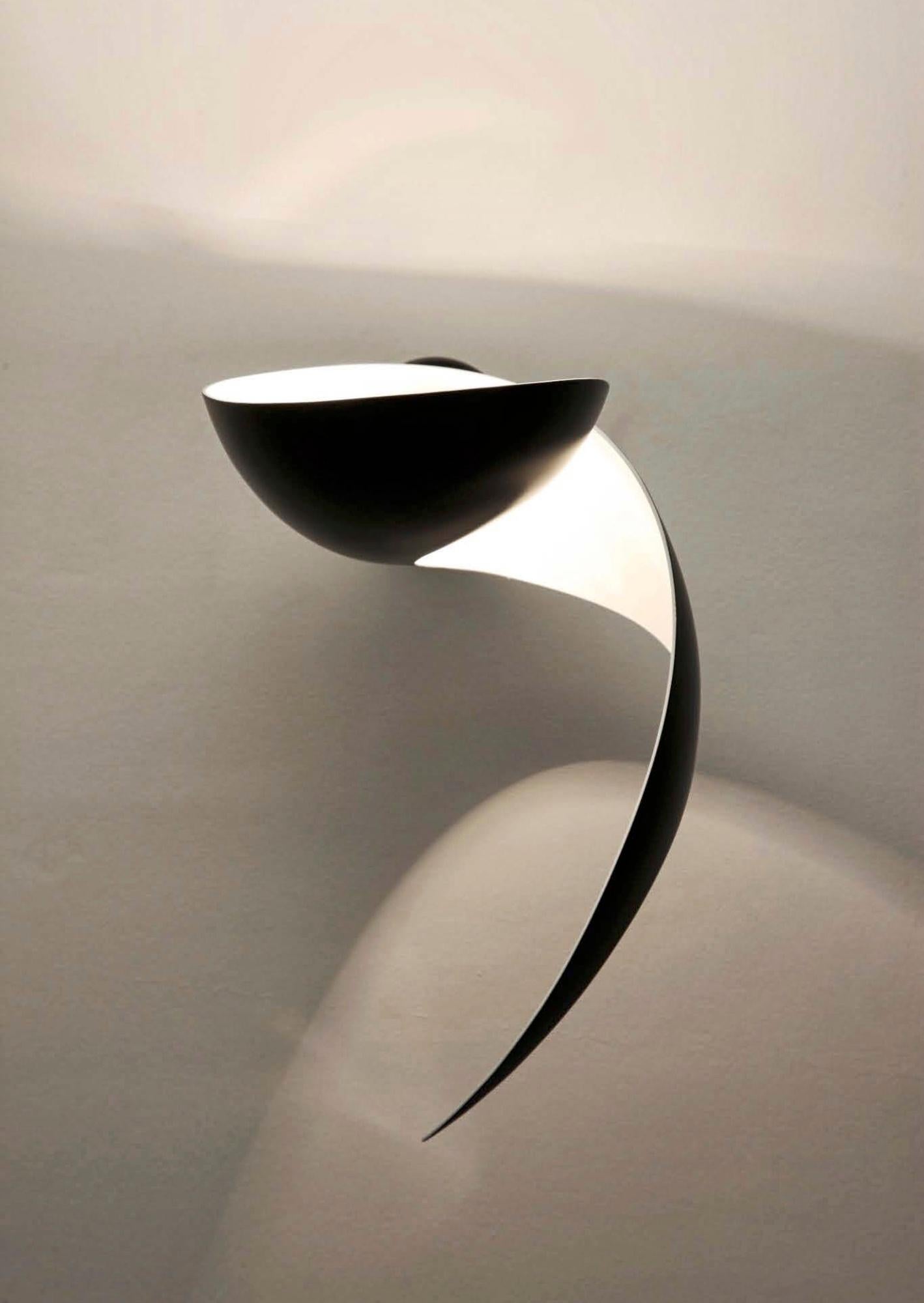 Contemporary Serge Mouille - Pair of Flame Wall Sconces in Black - IN STOCK! For Sale
