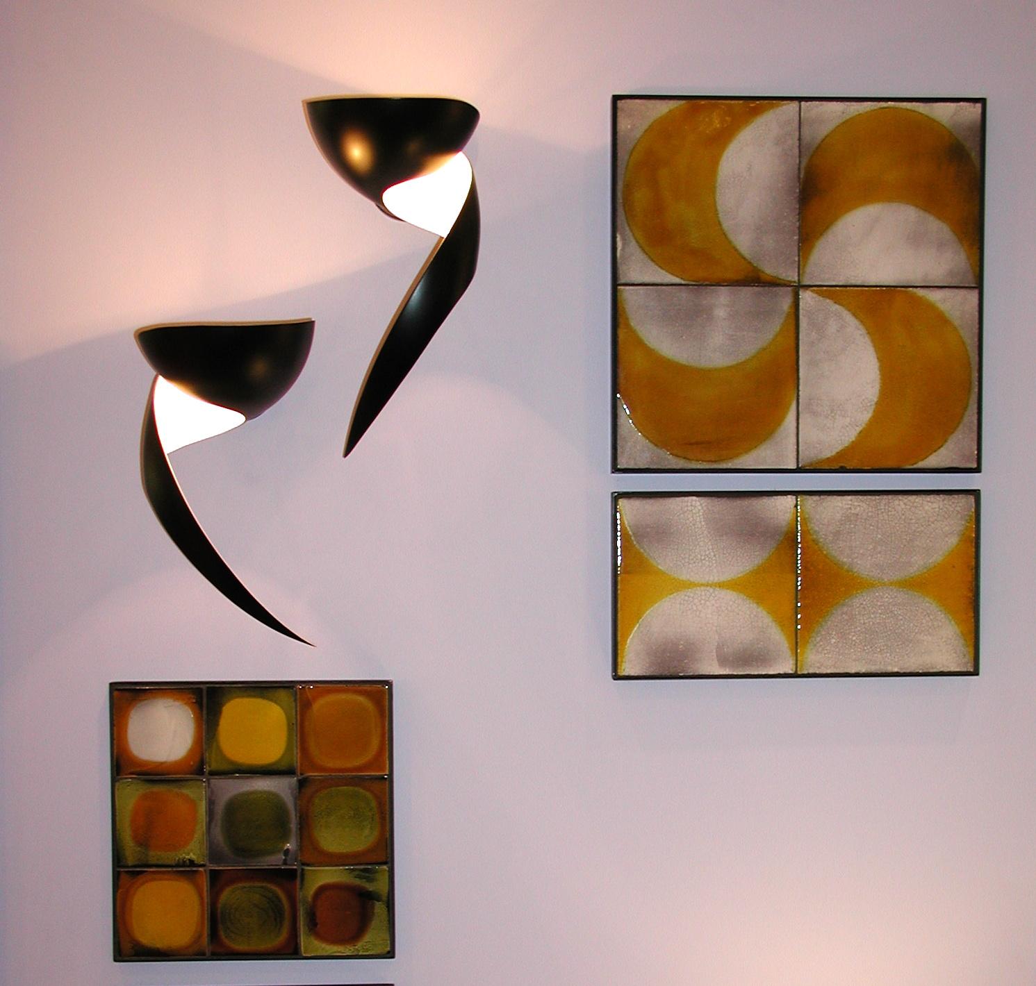 Aluminum Serge Mouille - Pair of Flame Wall Sconces in Black - IN STOCK! For Sale