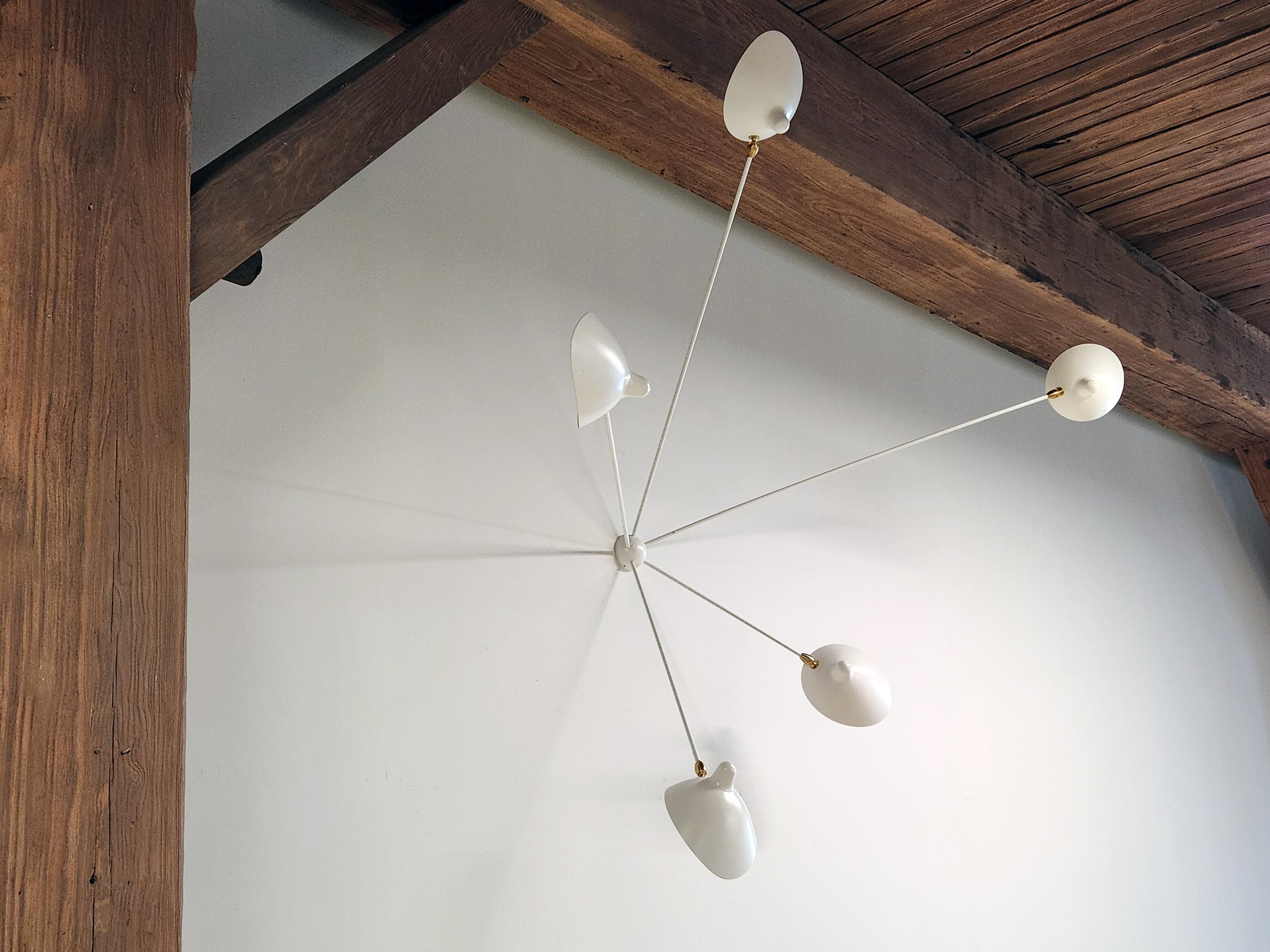 Mid-Century Modern Serge Mouille - 1  5-Arm and 1  3-Arm Spider Sconces in White - IN STOCK! For Sale