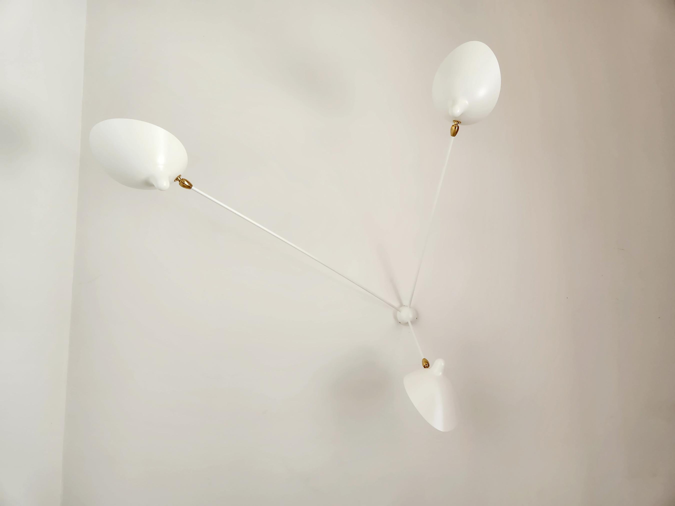 Painted Serge Mouille - 1  5-Arm and 1  3-Arm Spider Sconces in White - IN STOCK! For Sale