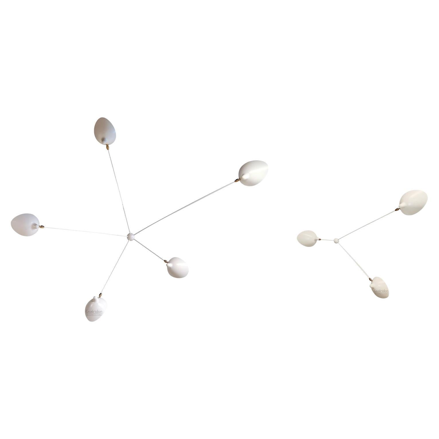 Serge Mouille - 1  5-Arm and 1  3-Arm Spider Sconces in White - IN STOCK! For Sale