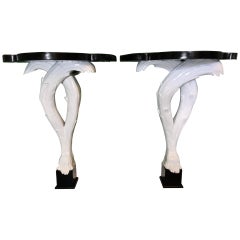 Pair of Serge Roche Demilune Wall Mount Console Tables