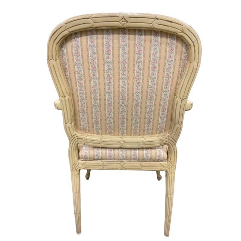 20th Century Pair of Serge Roche Style Arm Chairs With Pink Striped Fabric For Sale