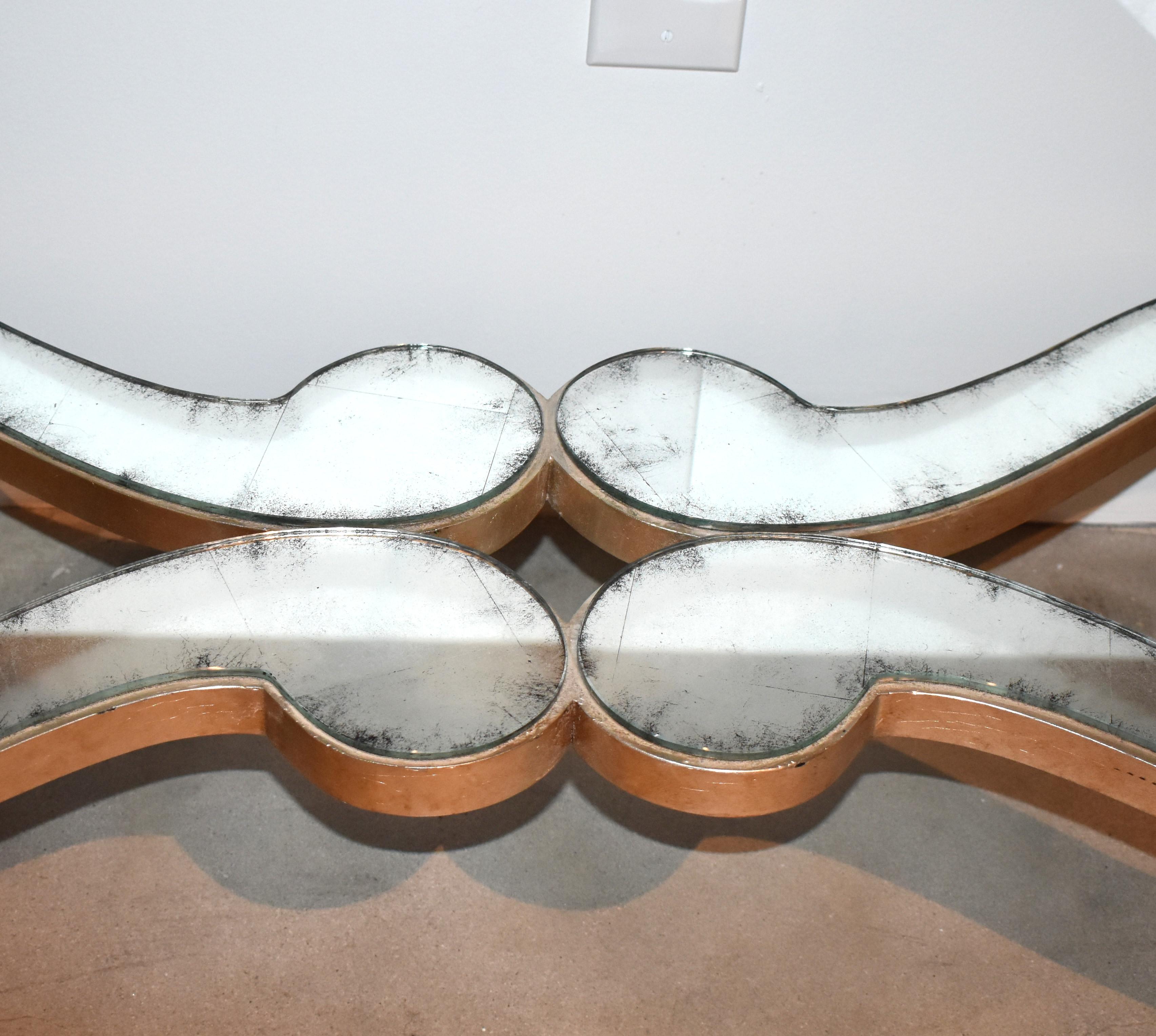Pair of Serge Roche Style Mirrored Console Tables For Sale 3