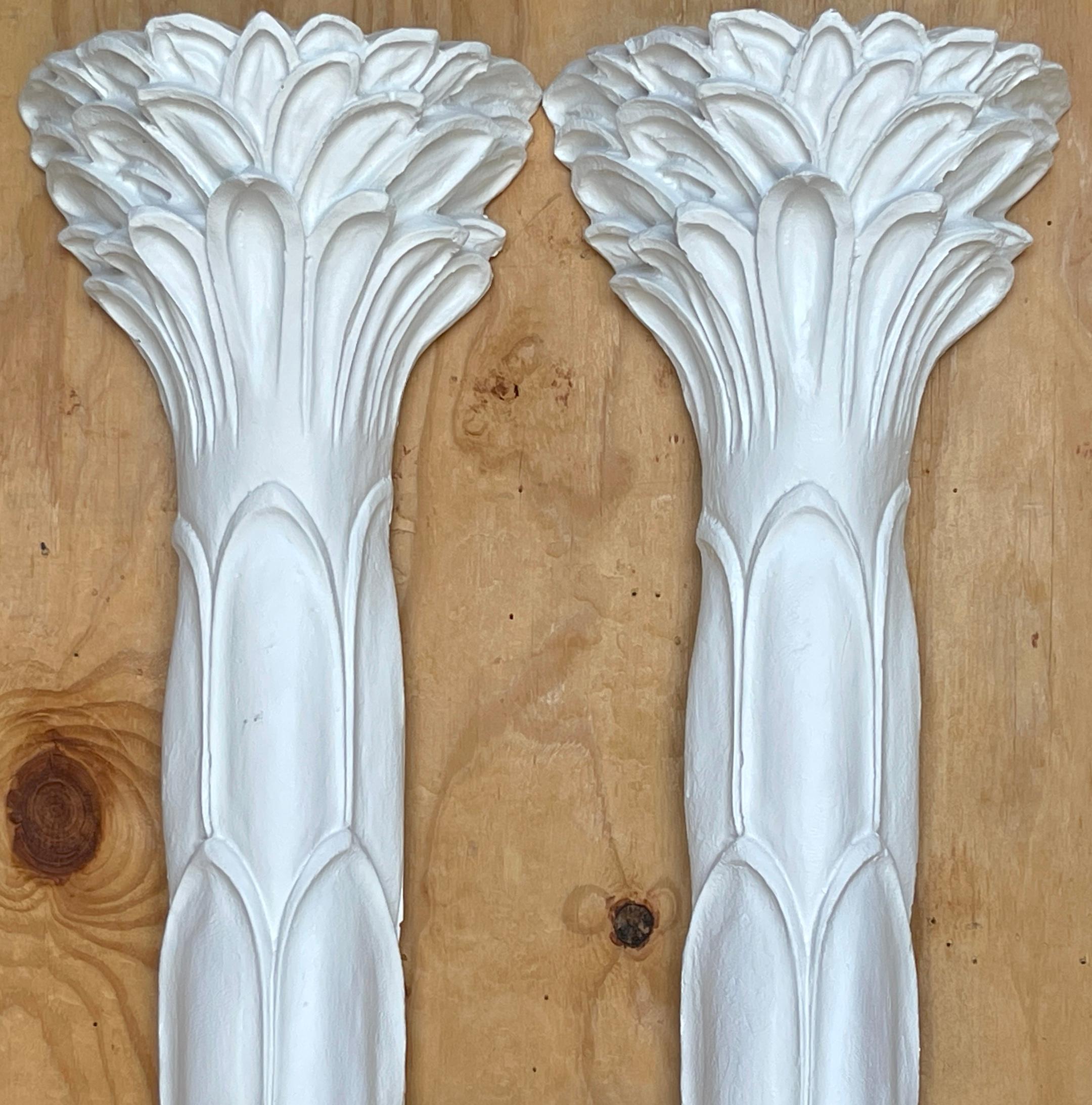 Pair of Serge Roche Style Palmette Torchieres / Wall Sconces  In Good Condition For Sale In West Palm Beach, FL