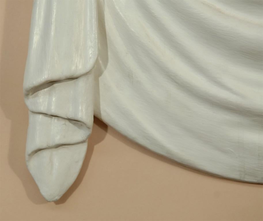 Hand-Carved Pair of Serge Roche Style White Hand Carved Plaster Sconces For Sale