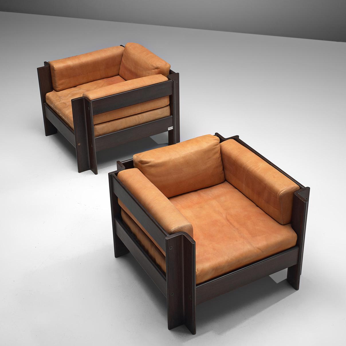 Pair of Sergio Asti 'Zelda' Lounge Chairs in Cognac Leather 2