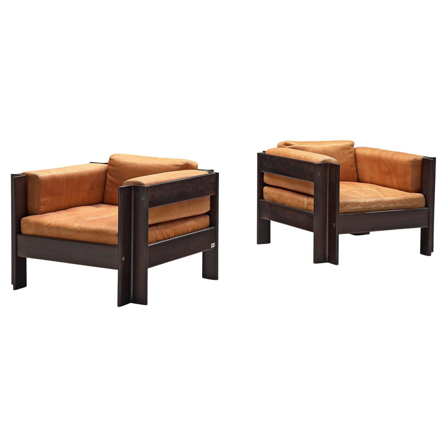 Pair of Sergio Asti 'Zelda' Lounge Chairs in Cognac Leather