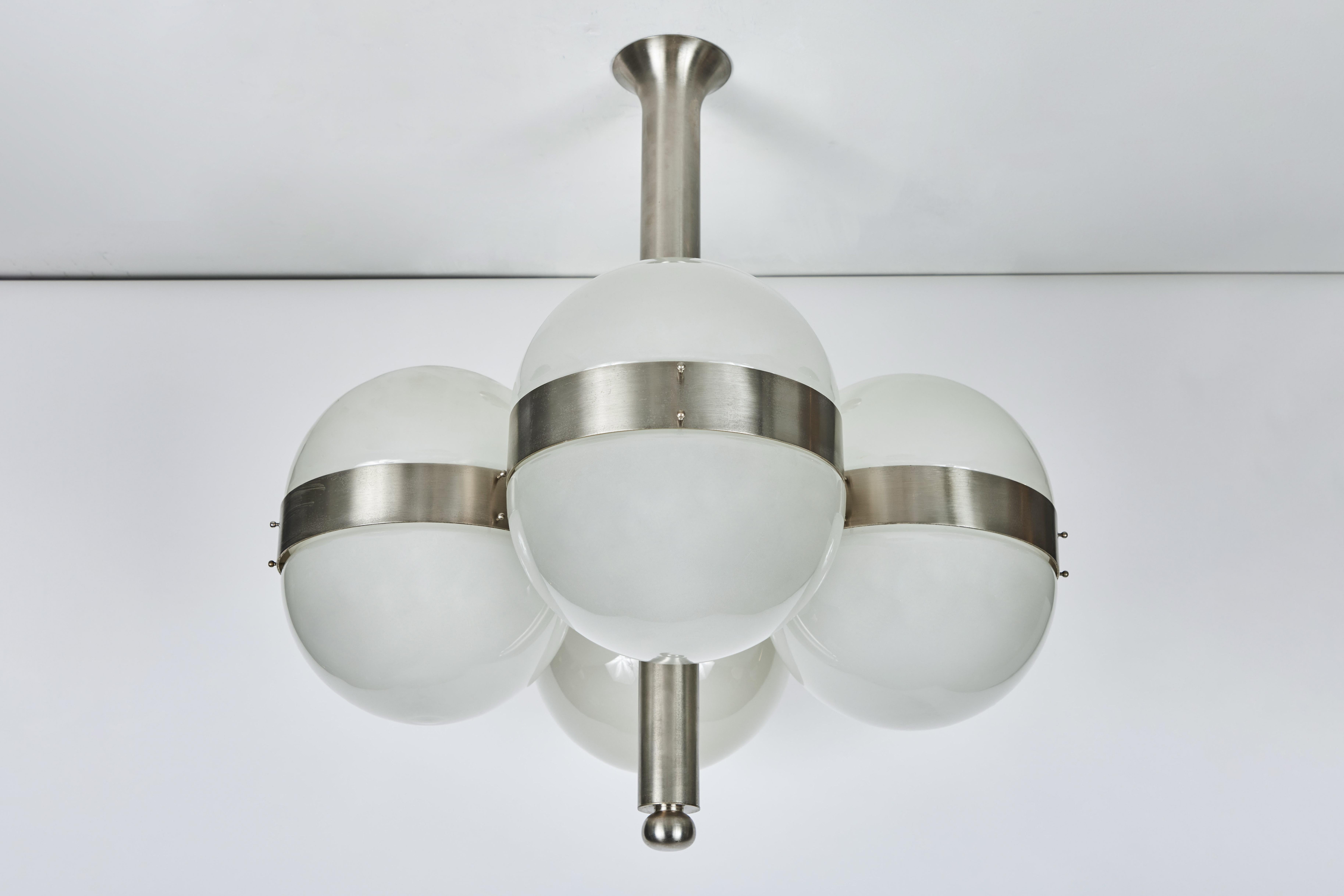 Italian Pair of Sergio Mazza 'Tetraclio' Chandeliers for Artemide, 1960s