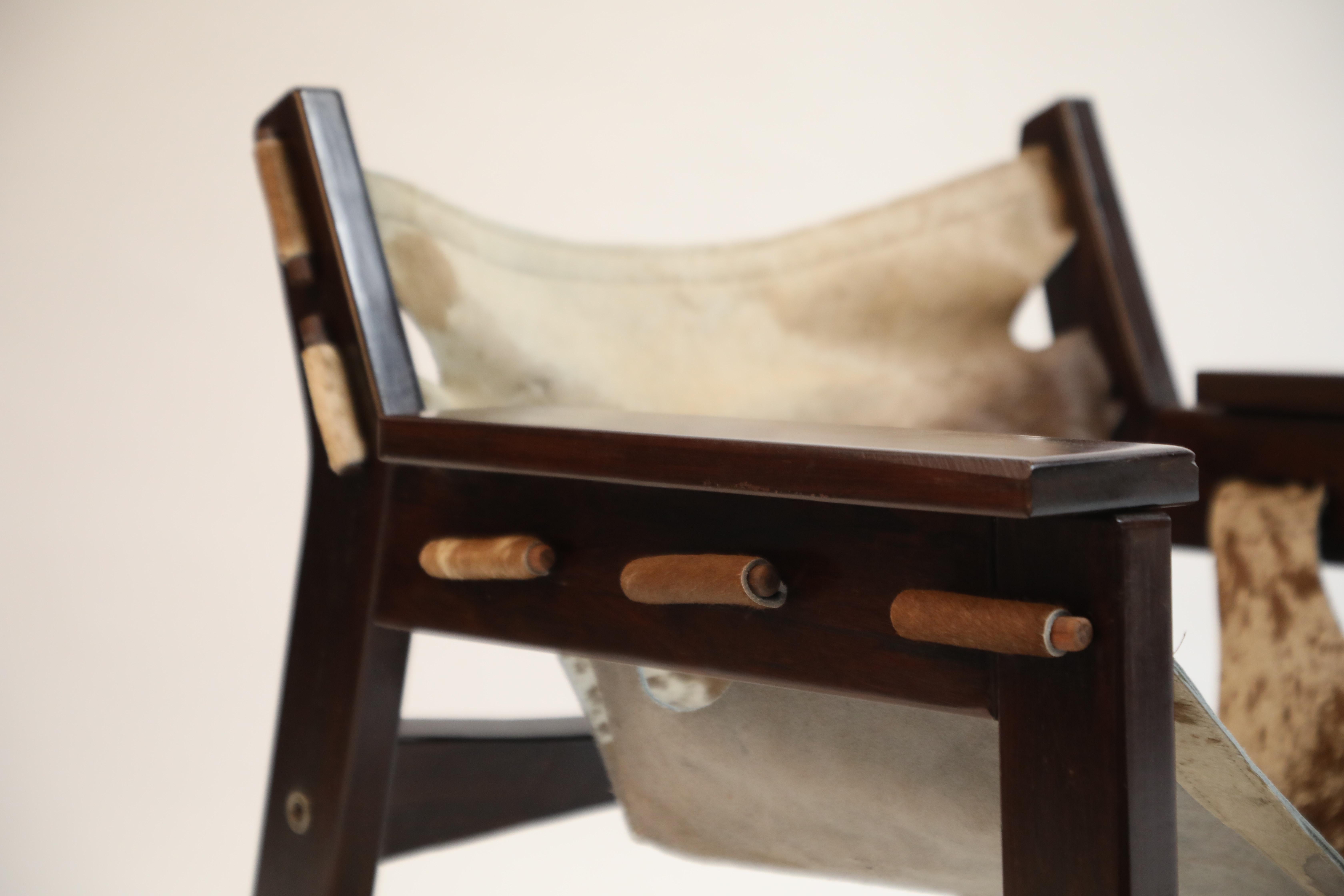 Pair of Sergio Rodrigues Kilin Chairs in Rosewood and Cowhide, OCA, Brazil 1970s 10