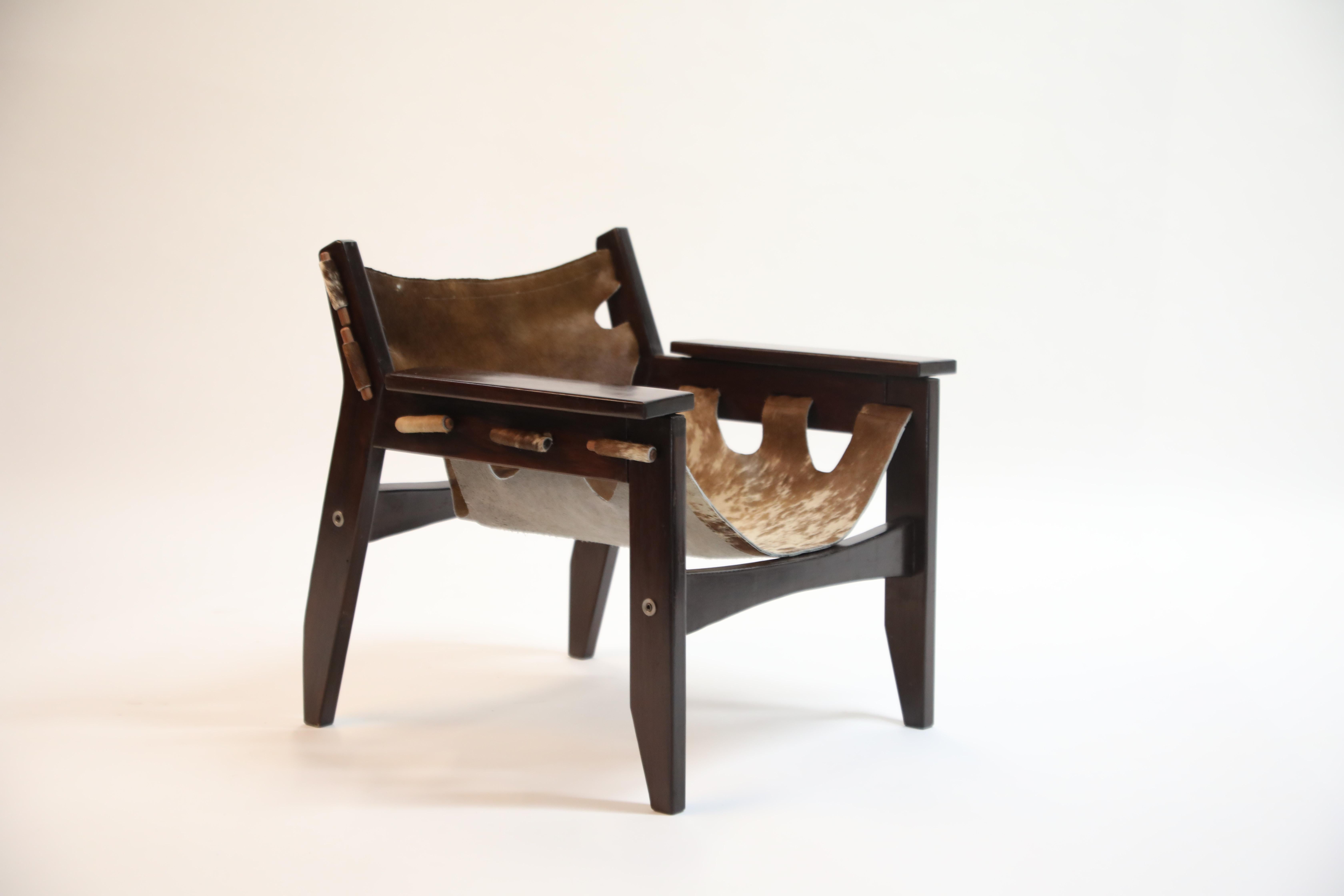 Pair of Sergio Rodrigues Kilin Chairs in Rosewood and Cowhide, OCA, Brazil 1970s 2