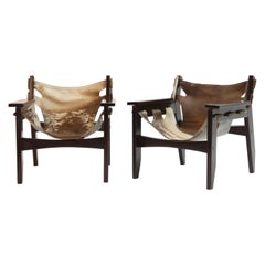 Paar Kilin-Stühle von Sergio Rodrigues aus Palisanderholz und Rindsleder:: OCA:: Brasilien 1970er Jahre