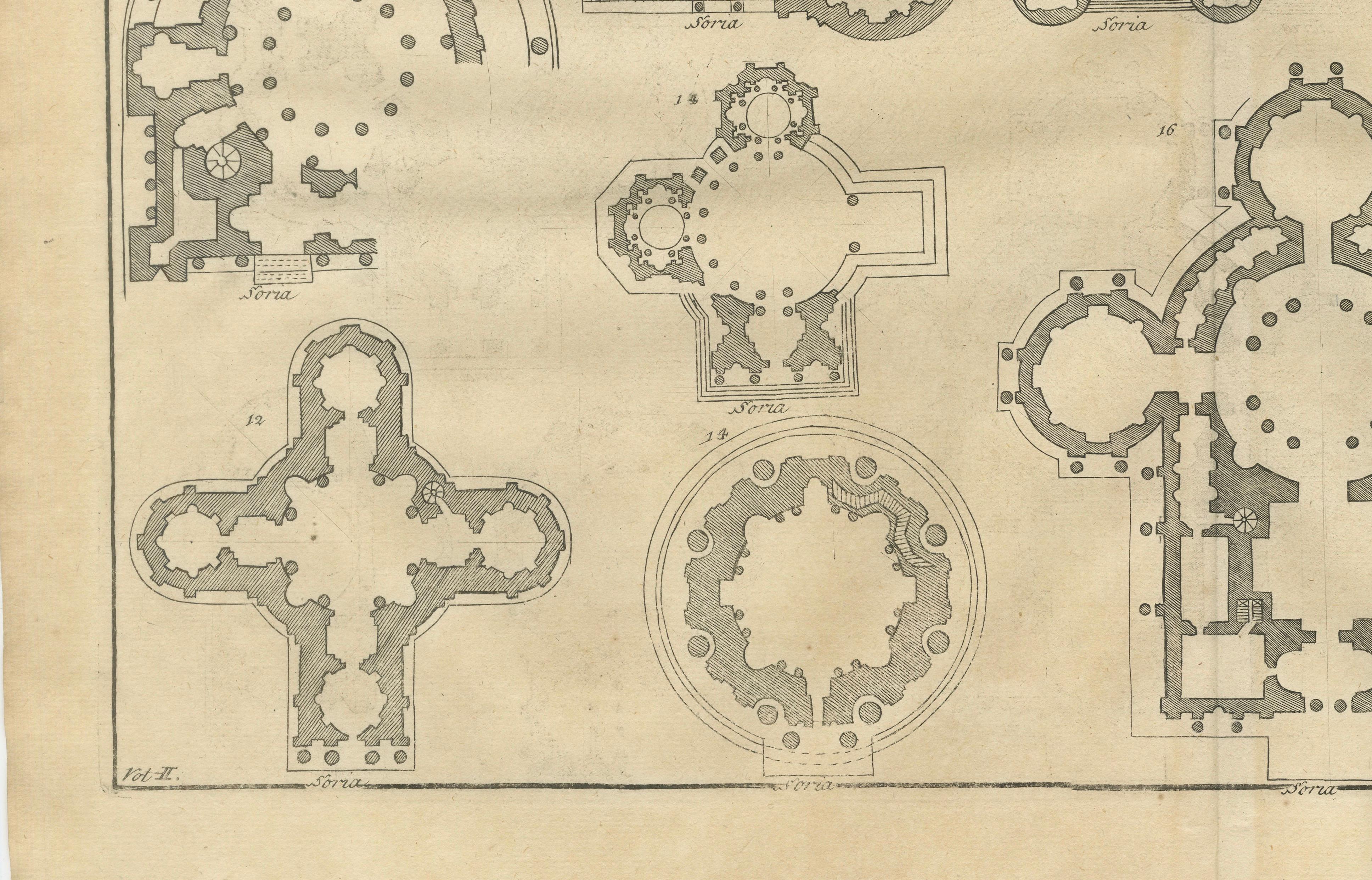 Pair of Serlio Architectural Plan Engravings, Neoclassical, c.1721