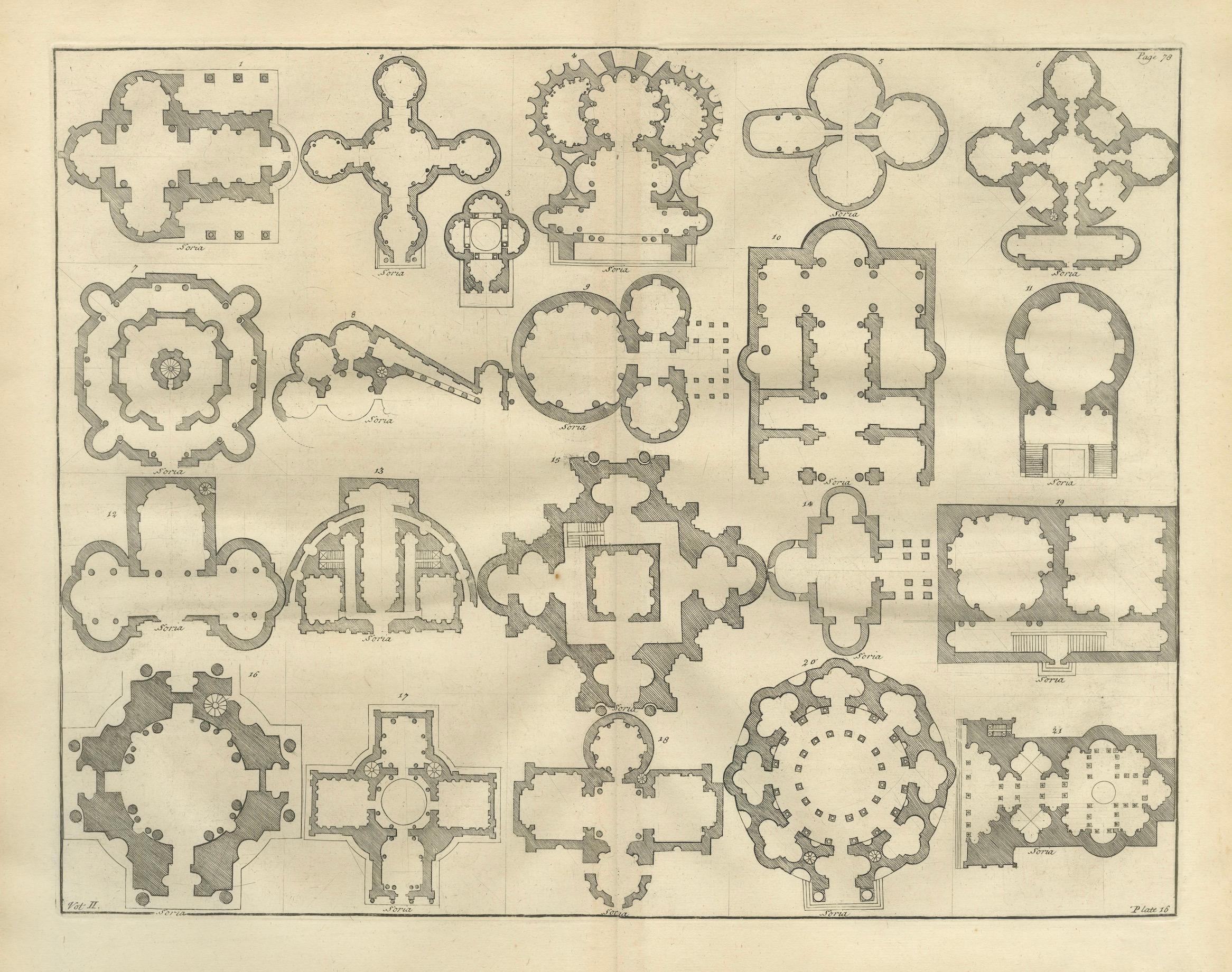 Pair of Serlio Architectural Plan Engravings, Neoclassical, c.1721