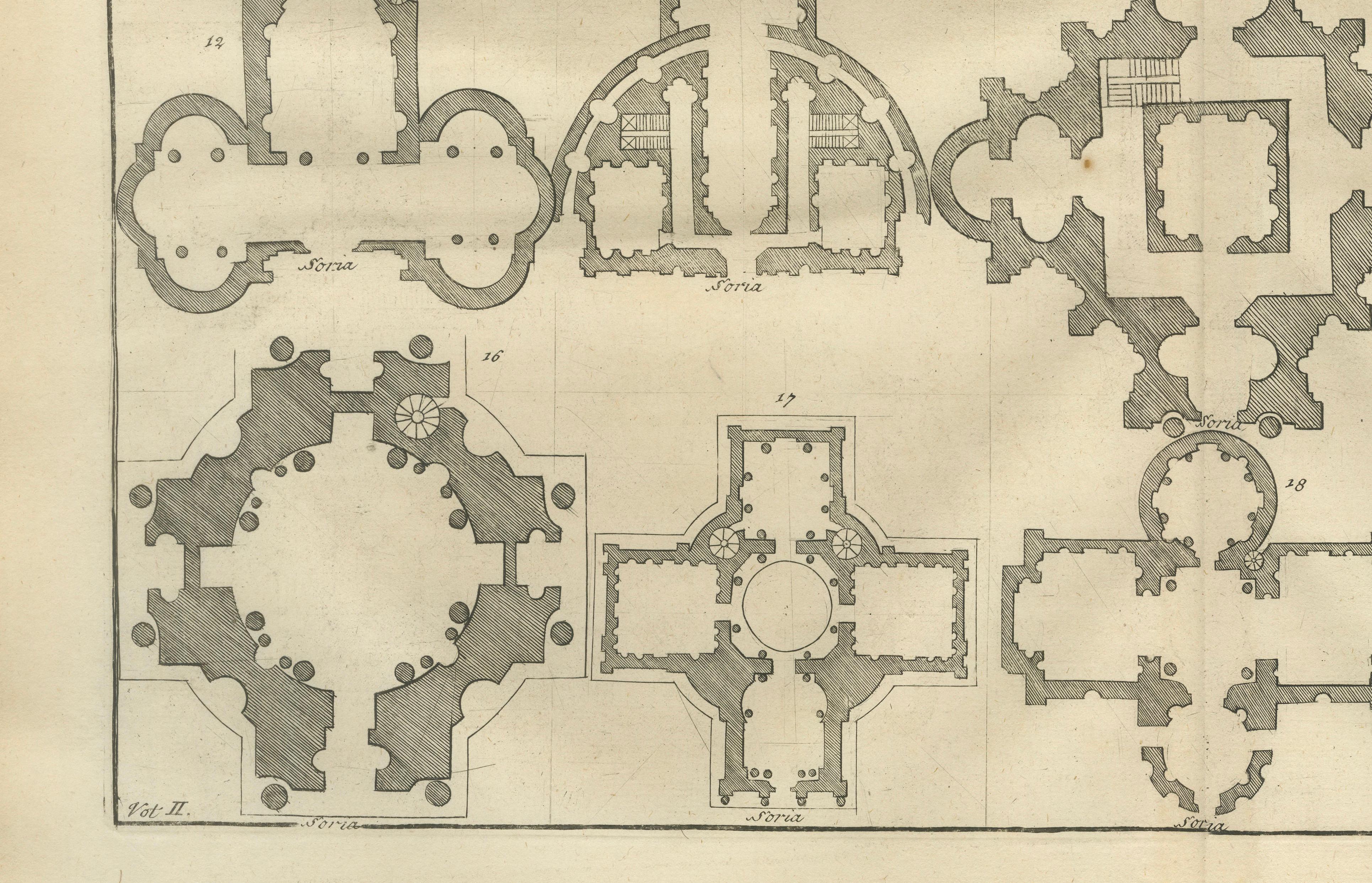 Pair of Serlio Architectural Plan Engravings, Neoclassical, c.1721