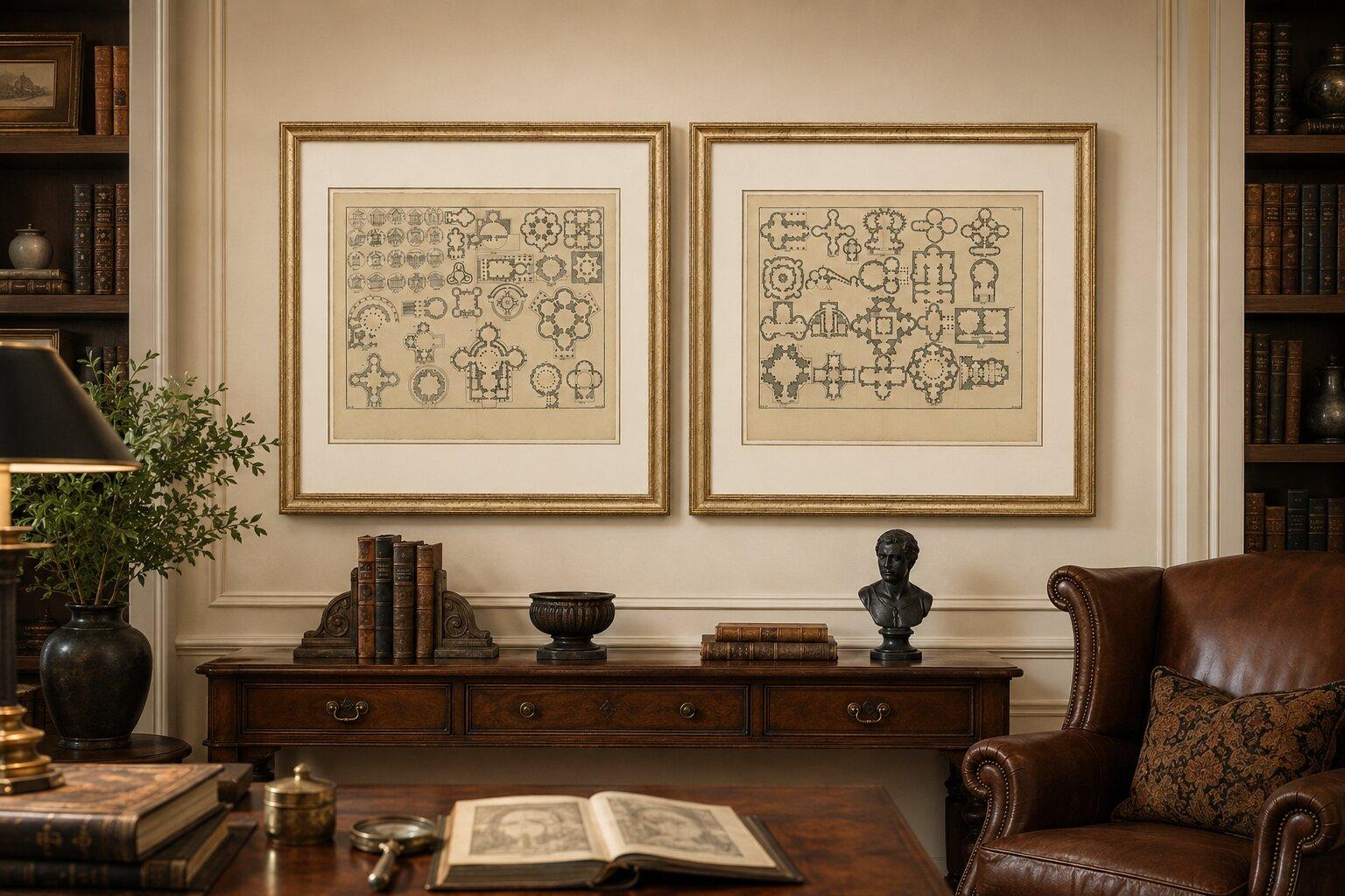 Pair of Serlio Architectural Plan Engravings, Neoclassical, c.1721