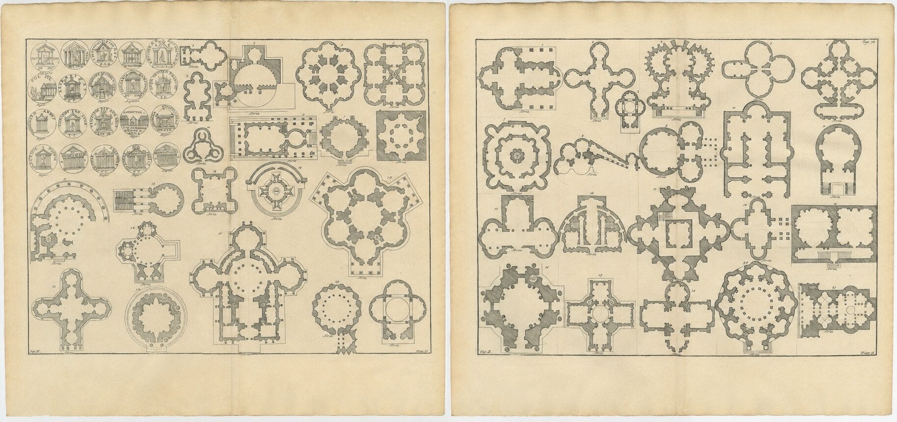 Pair of Serlio Architectural Plan Engravings, Neoclassical, c.1721