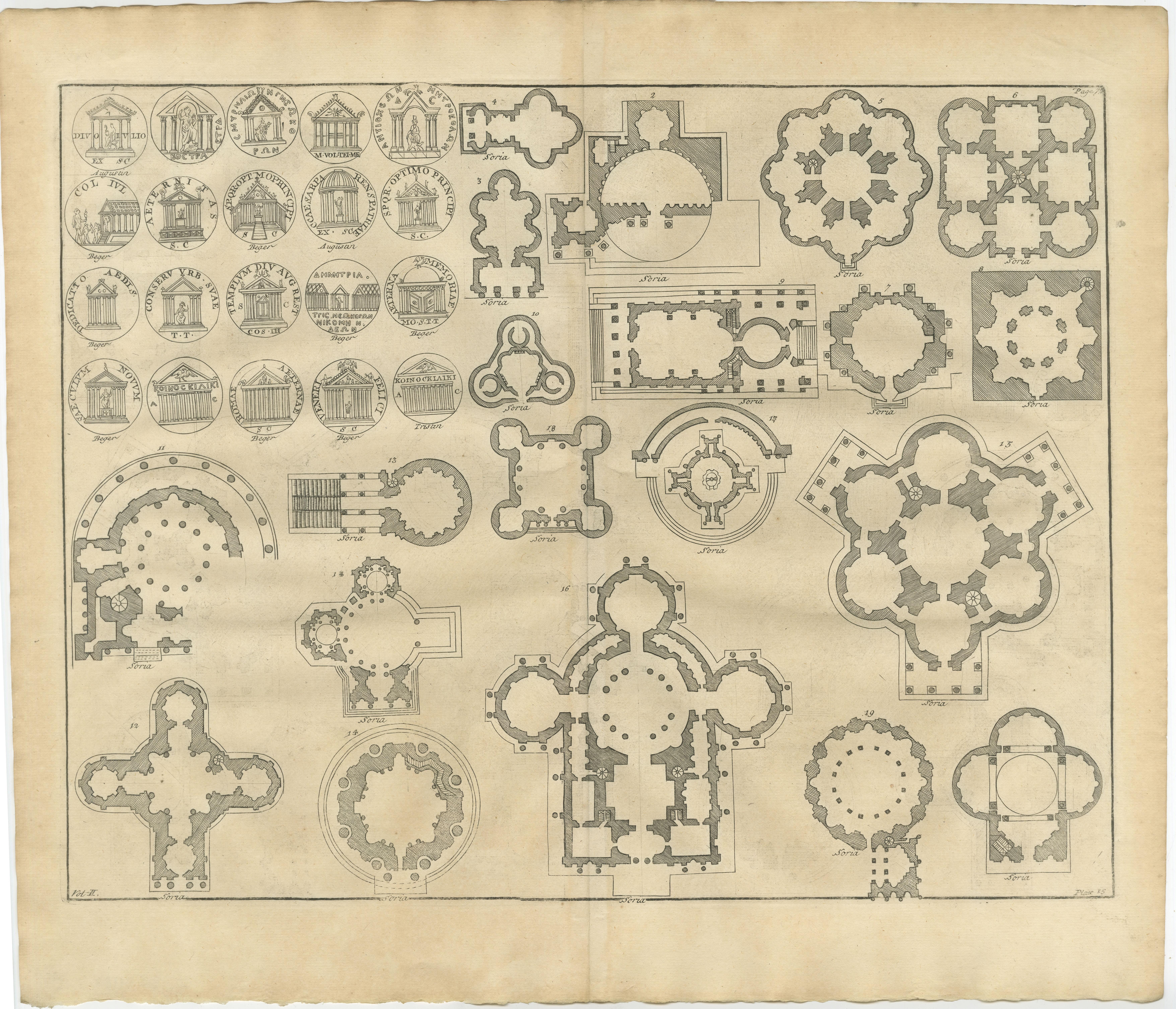 Pair of Serlio Architectural Plan Engravings, Neoclassical, c.1721