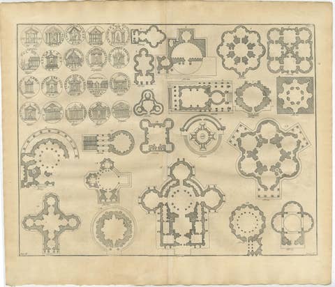 Pair of Serlio Architectural Plan Engravings, Neoclassical, c.1721