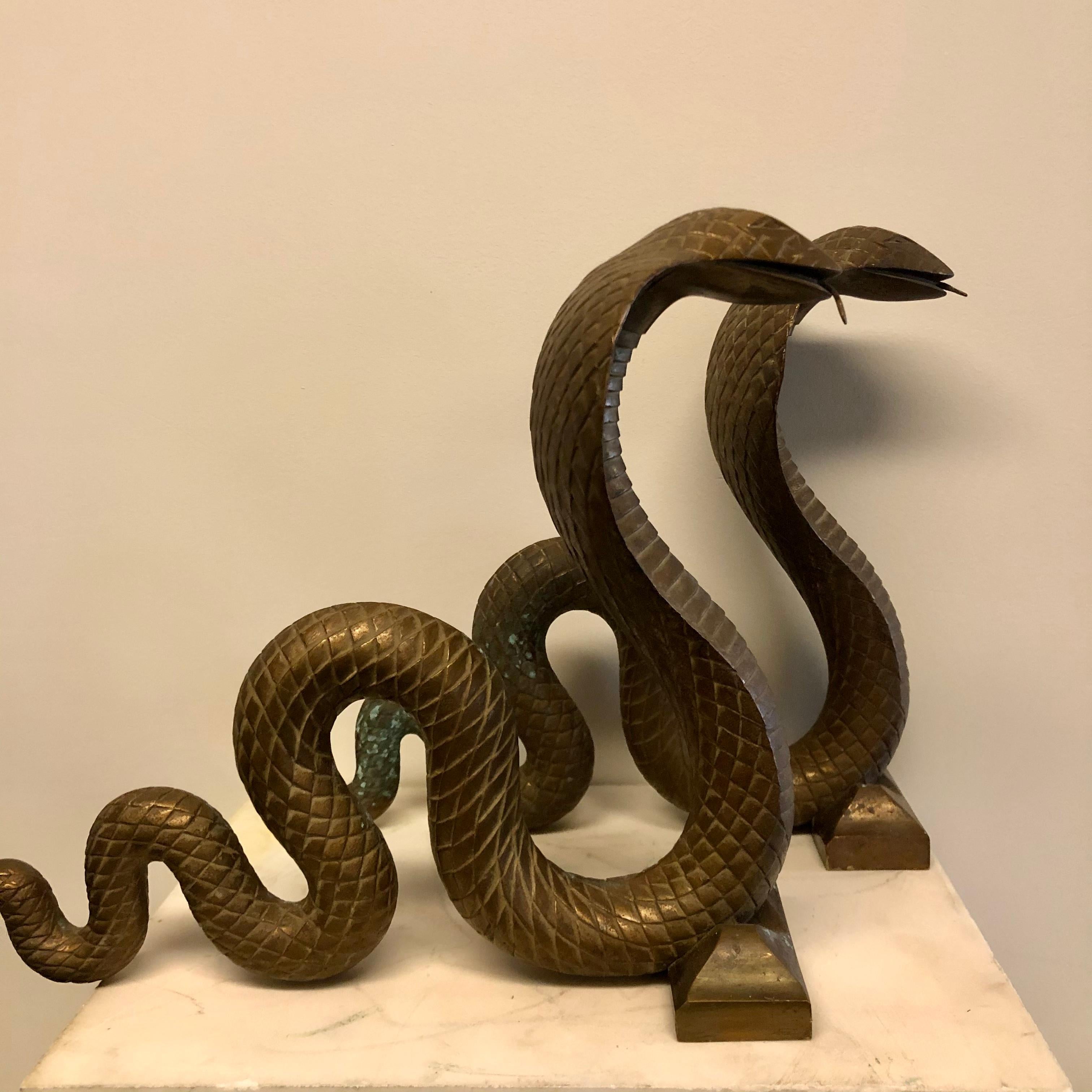 Art Deco Pair of Serpent Andirons A. E. Brandt